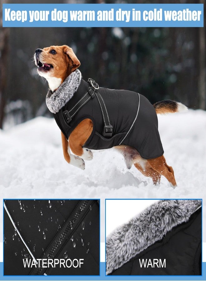 Dansydaisy 2 Pcs Dog Winter Coats Reflective Dog Winter Jackets with Harness Built in, Thicken Fleece Lining Adjustable Pet Cold Weather Coats for Pet Turtleneck Clothes(Large) - Image 4
